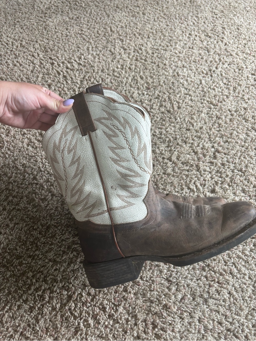 Classic Two-Tone Western Boot - Brown and Cream